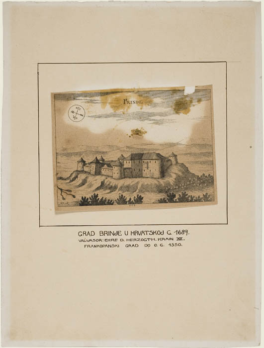 Brinje. Stari grad Sokolac. Pogled s jugoistoka, 1689.
